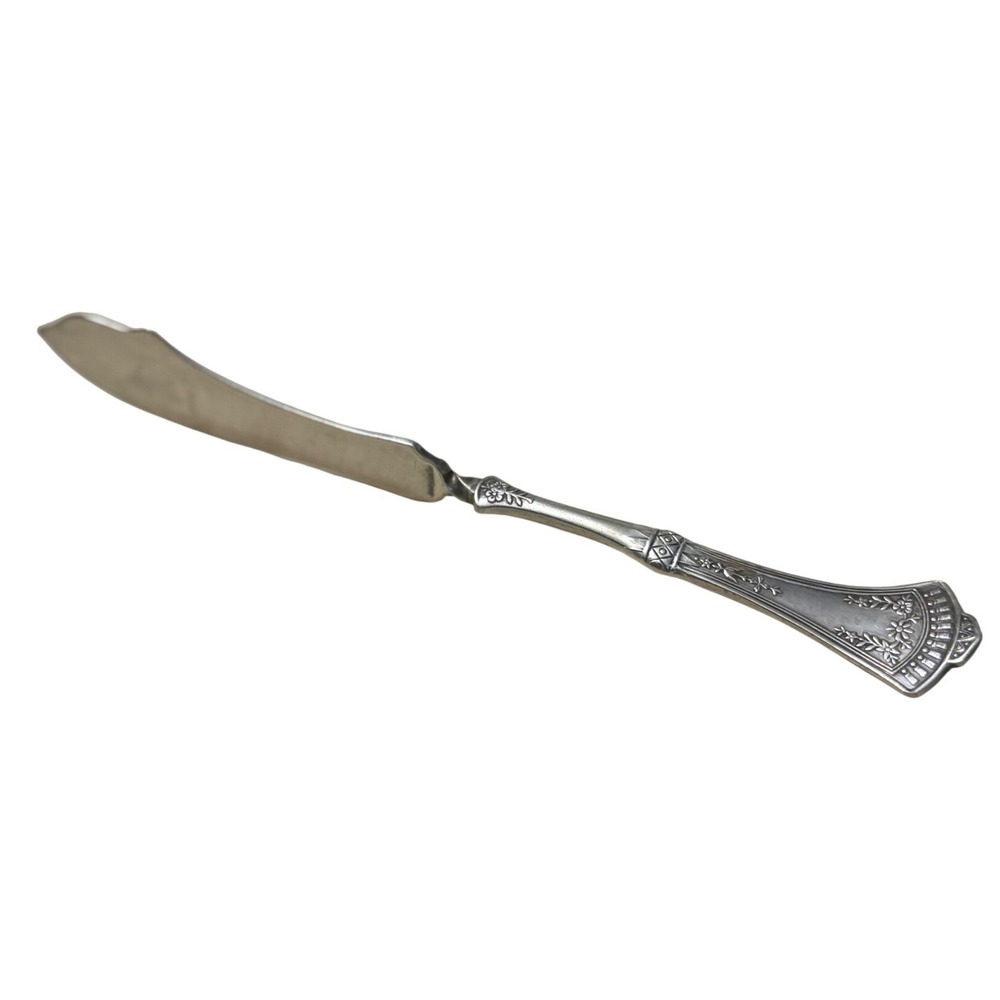 H Kohler & Bro Silverplate Butter Knife Ornate Floral Antique Flatware A1 Mark